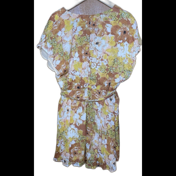 Free People Freddy Mini Dress Floral Print V-Neck Tie Cocoa Tan Women's Size M - Picture 4 of 10